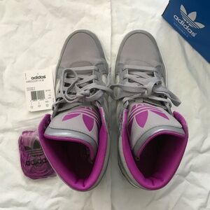 Adidas Originals Hardcourt High Top Sneakers Women's Size 8.5 Pink Grey White